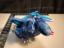 Folkmanis Blue 3 Headed Dragon Hand Puppet Teal 16" long Full Body Fantasy
