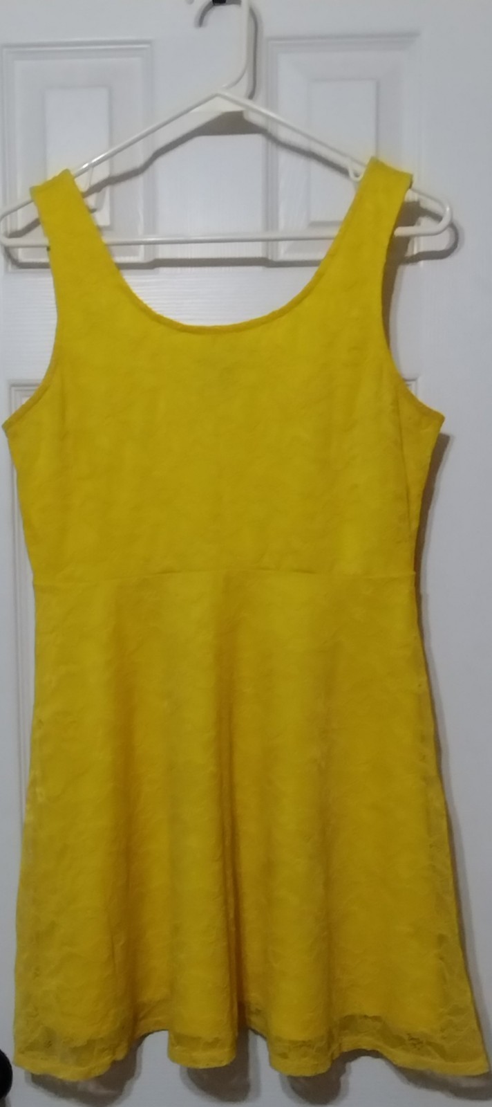 Forever 21 Women’s Large Yellow Lace Lined Fit & Flare Mini Dress Sleeveless