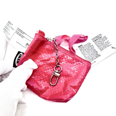 Japan IKEA Knolig Mini Zipper Coin Keychain Bag Tote Key Holder Pink NWT