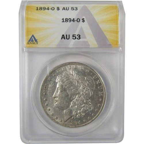 1894 O Morgan Dollar AU 53 ANACS Silver $1 Coin SKU:I19354
