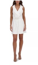 Kensie Bonded Lace Sleeveless A-Line Dress Women's 10 White Side Zipper NWT