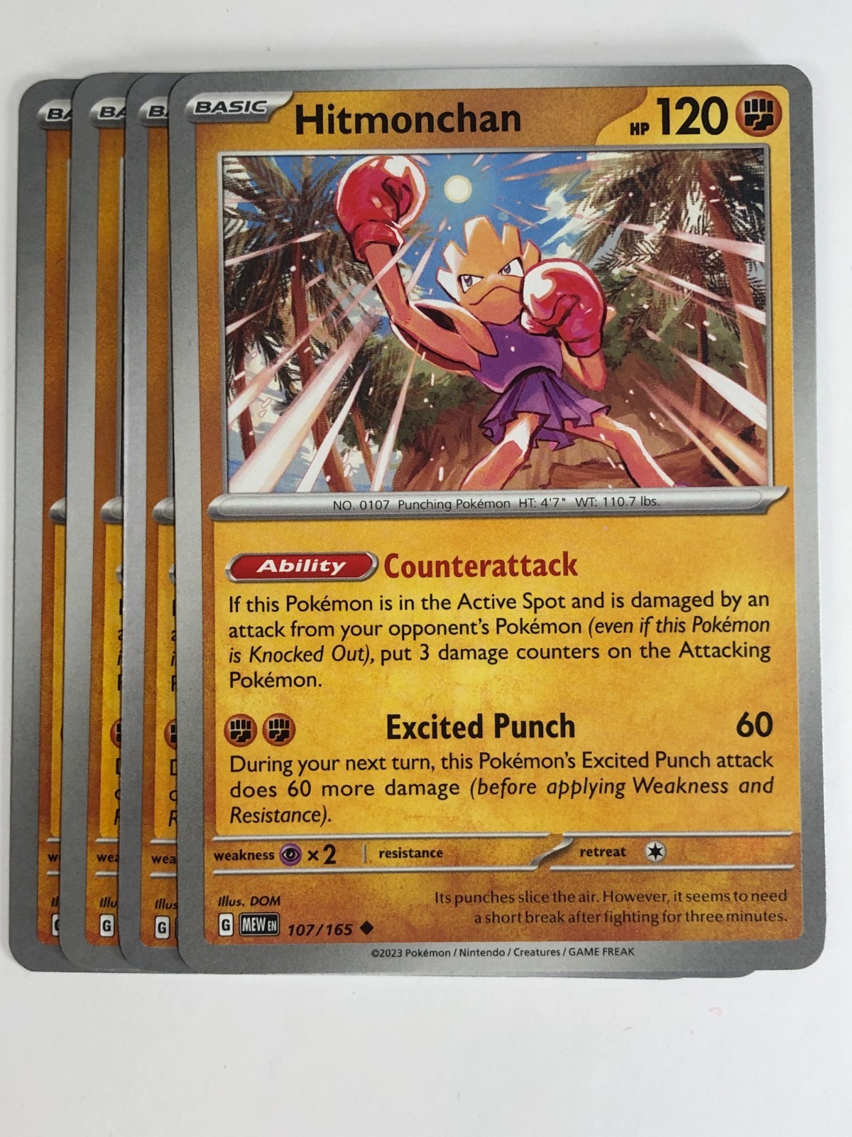 Pokemon TCG 151 4x Playset Hitmonchan 107/165 Near Mint