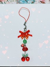cute cherry phone strap keychain handmade accessory phone charm