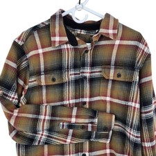 Orvis Shirt Mens Medium Brown Plaid Flannel Long Sleeve Button Up Cotton Outdoor