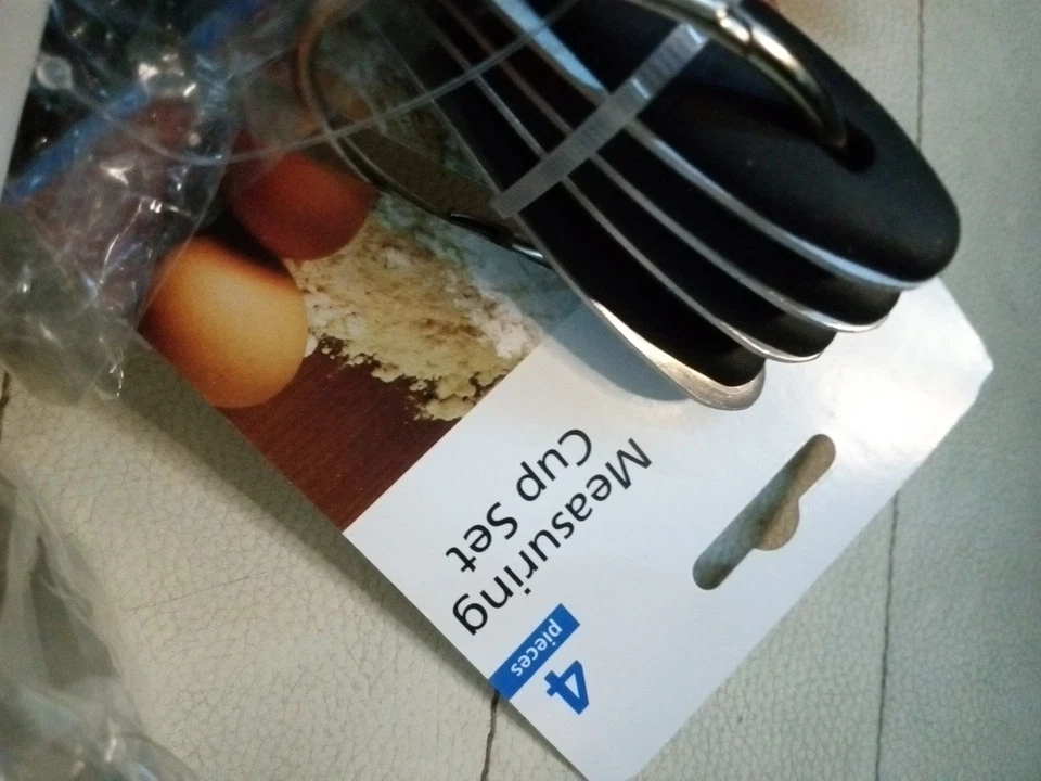 NEW,,,MAINSTAY Measuring Cups, 4-Piece - Stainless Steel - Easy Grip Handles - Image 3 of 3