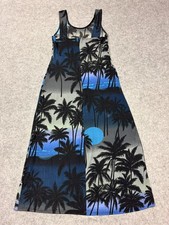 Vintage Hawaiian Maxi Dress Large Stretch Beach Cover Resort Sheer Tropical USA