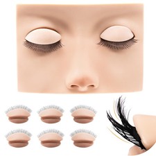 Double Layer Lash Mannequin Head with 2 Layers Replaced Eyelids Makeup for Tr...