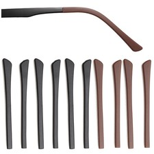 5 Pairs Anti-Slip Silicone Eyeglass End Tips Ear Sock L, 3 Black/2 Brown