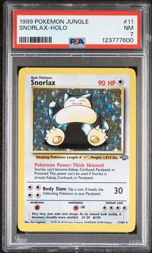 New ListingPokémon TCG Snorlax Jungle Holo Rare 11/64 PSA 7 Graded 1999 Unlimited