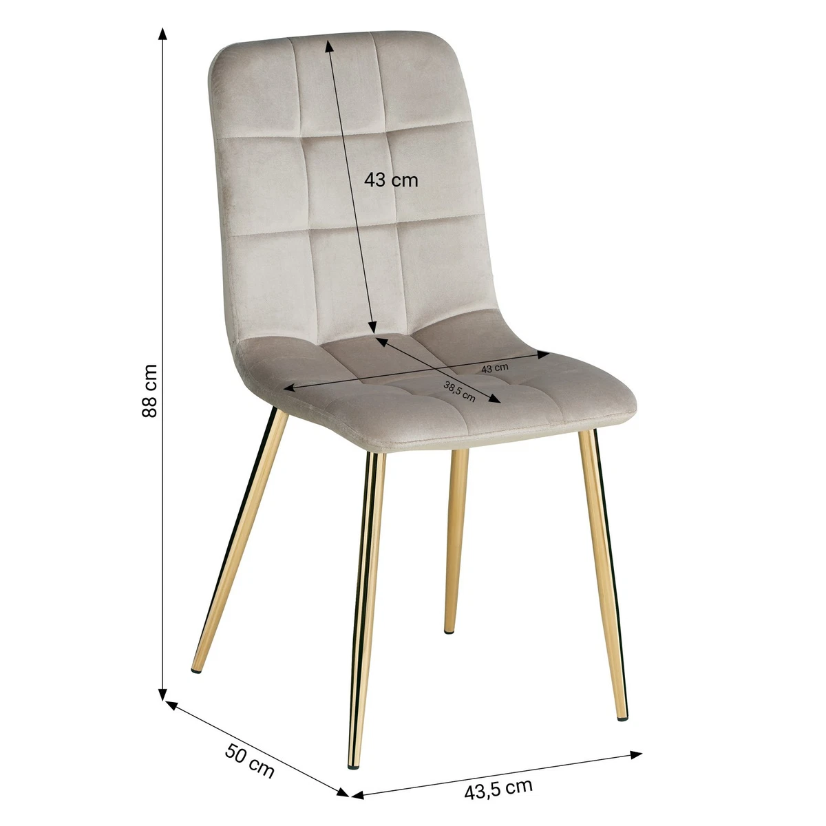 4er Set Esszimmerstühle Grau Samt Polsterstuhl Goldbeine Wohnzimmer Homestyle4u