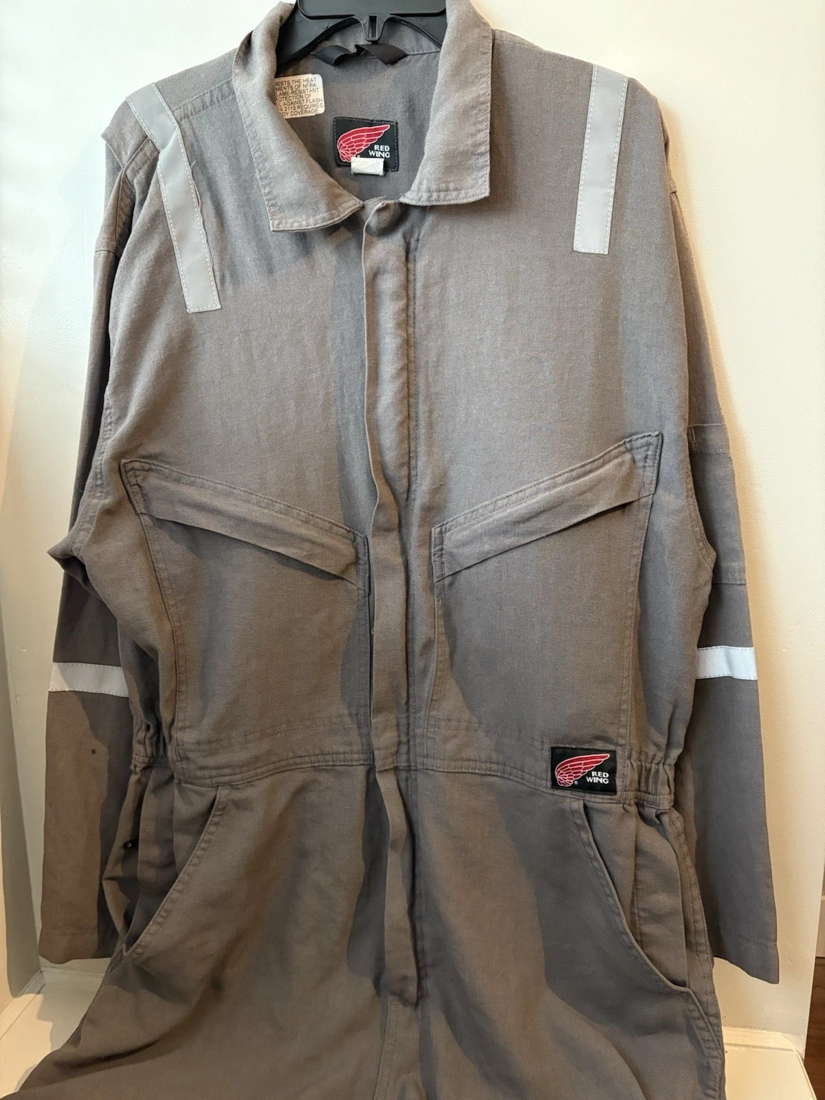 Red Wing Unisex FR Coverall Gray Cotton Canvas Workwear Reflective Pockets - product detail image 2