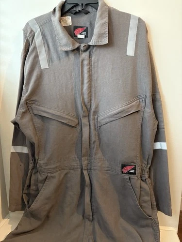 Red Wing Unisex FR Coverall Gray Cotton Canvas Workwear Reflective Pockets image 2