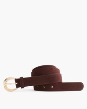 J Crew Women&rsquo;s Genuine Suede Belt in Brown , M/L, Oval Bucket Suede Belt, NWT