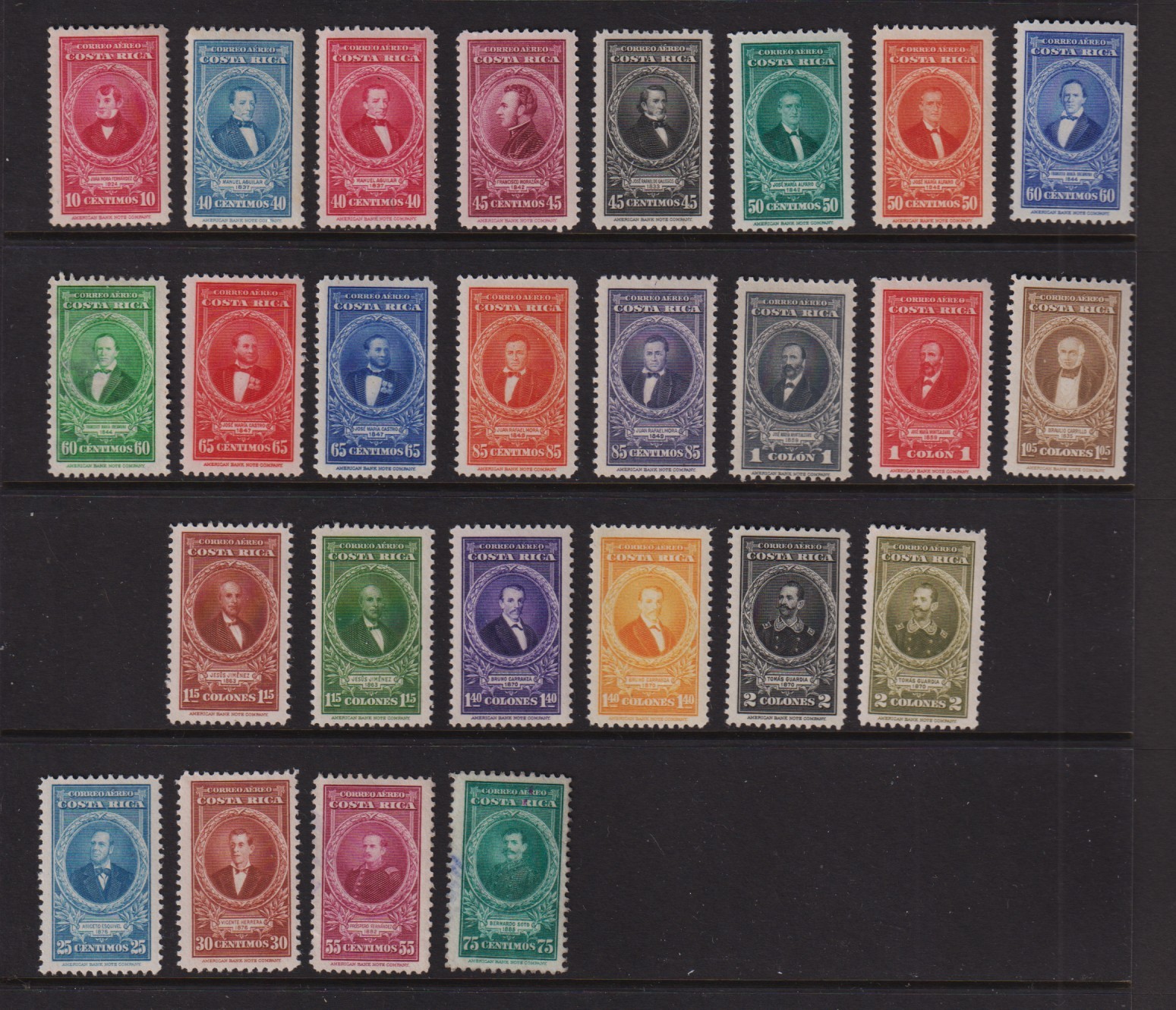 Costa Rica - 1943-46 Airmail sets, cat. $ 31.05