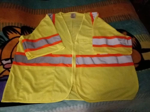 GSS Safety Neon Yellow Reflective Safety Vest *Size 2X* Zipper Closure w/Pockets - product listing photo
