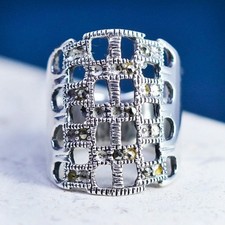 Size 6.25, vintage Sterling silver handmade ring, 925 band with marcasite