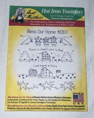 Aunt Martha s Bless Our Home Set 4010 Hot Iron Transfer For Quilting, Embroidery