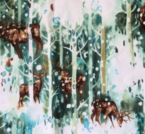 1 Yard Alexander Henry Flannel Fabric Deer Bear Moose in Snow Cabin Camp Western - Afbeelding 1 van 8