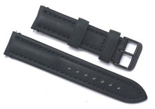 20mm Black HQ Crazy horse Leather Replacement Men Watch Band Black Tone Buckle