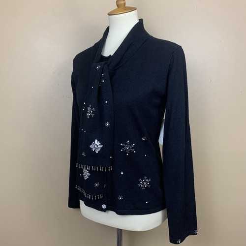 Vintage Heirloom Collectibles Sweater XL Christmas Collection Snowflake Scarf - Picture 5 of 15