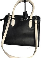 Nine West Tri Compartment Handbag Over The Shoulder Satchel, Black/white Preown
