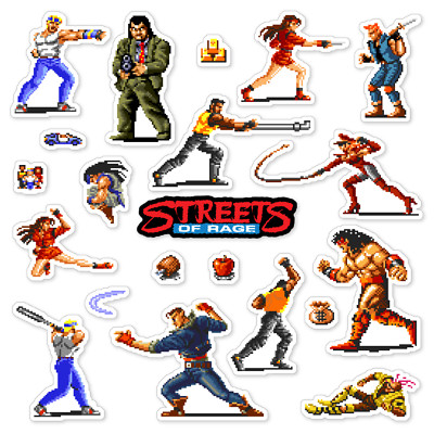 Streets of Rage Stickers Sega Genesis SOR Pixel Art 21 Sticker Pack