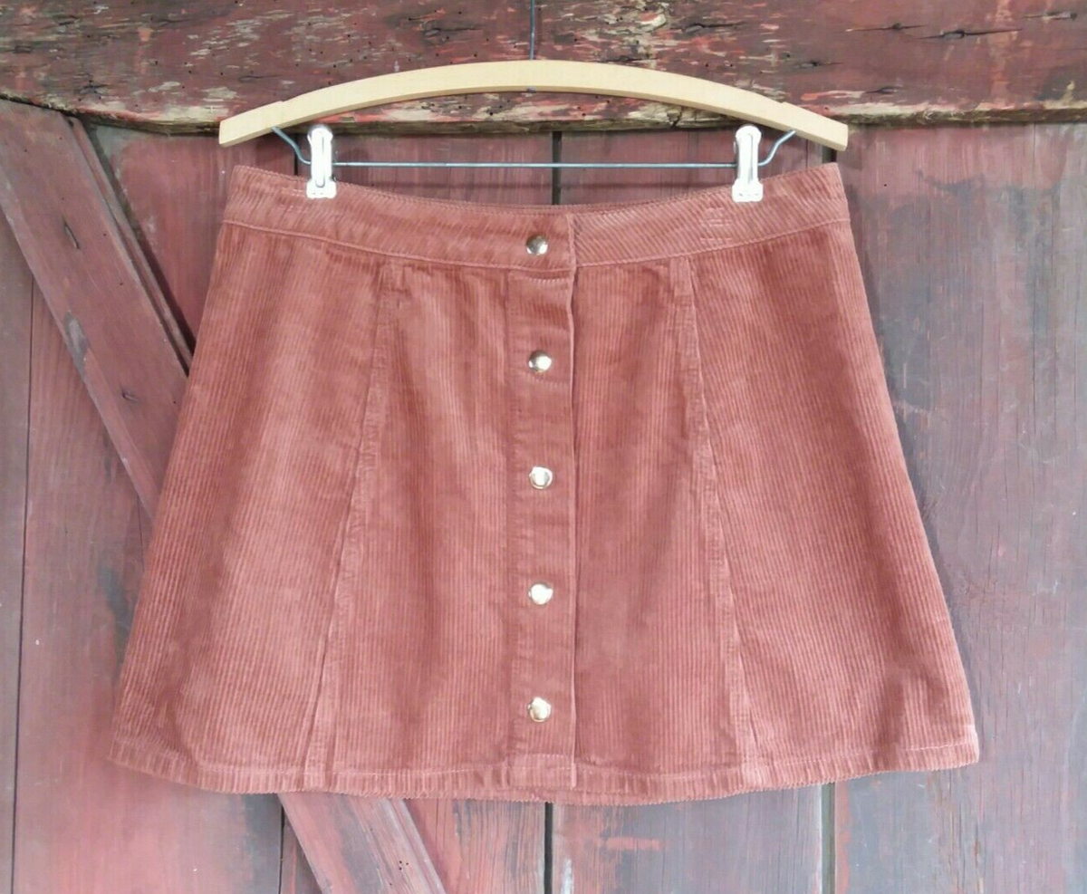 Forever 21 Rust Corduroy Mini Skirt Size Size 8/ 29 Snap Front