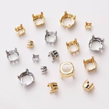 5pcs Round Pendant Setting Bases Bezel Blank Tray,Open Back Claw Firmly Inlaid