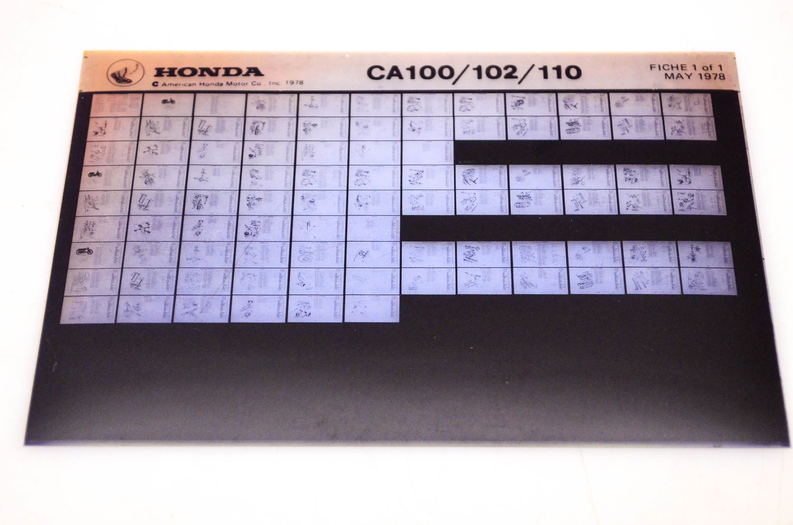 OEM Honda CA100/102/110 1978/May '78 Parts Catalog Microfiche