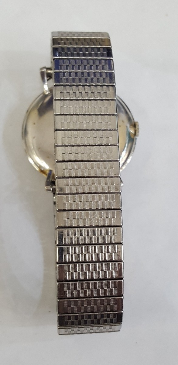 Montre Vintage Croton Nivada Granges Années 70 - Boîtier Or Blanc 14K, Cadran Diamant, Mouvement Mécanique
