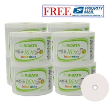 400 Pack Ridata DVD-R 16X 4.7GB White Inkjet Hub Printable Blank Recordable Disc
