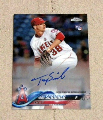 2018 Topps Chrome #RATS Troy Scribner RC Rookie Autographs - Anaheim Angels