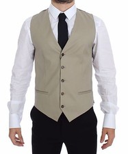 DOLCE & GABBANA Beige Cotton Dress Vest Blazer Jacket IT44 / US34 / XS RRP $360 