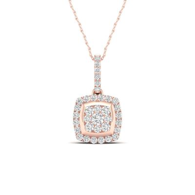 10k Rose Gold Diamond Cluster Pendant Necklace Perfect Gift