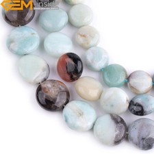 Natural Amazonite Stone Loose Big size Coin Beads For Jewelry Making Strand 15"