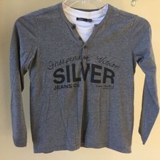 Silver Jeans Boys Long Sleeve Gray Top Youth M