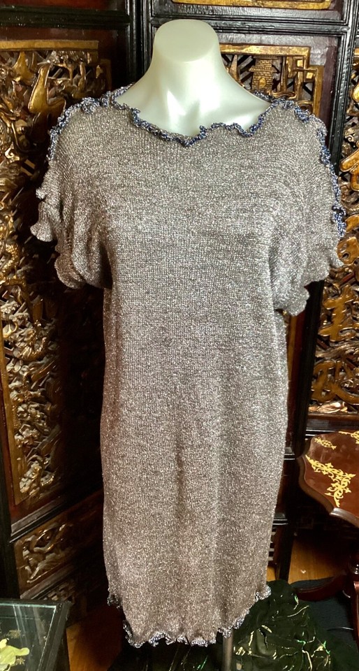 Vintage Knit dress glam lurex blend stretchy. 14-16.