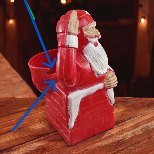 VTG Plastic Christmas Santa Down Chimney Candy Container MCM Rosbro Rosen READ - Picture 8 of 8