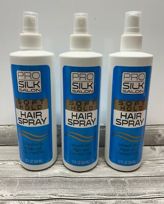 3-New Pro Silk Salon  Soft Hold  Hair Spray Infused Argan-Coconut Oil, 12fl Oz