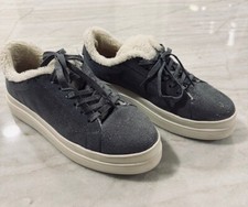 J/Slides Size 8M Pewter Suede Ninka Waterproof Sneaker Faux Shearling Women