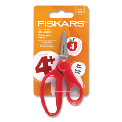 Fiskars Red 5'' Stainless Steel Kids Pointed-Tip Safe Blade Scissors Ages 4+ NEW