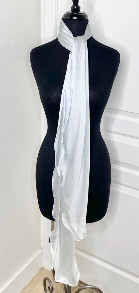 ARMANI Collezioni Silver Light Blue Silk Lattice Rolled Edge Trim Scarf Shawl - Image 2 of 4