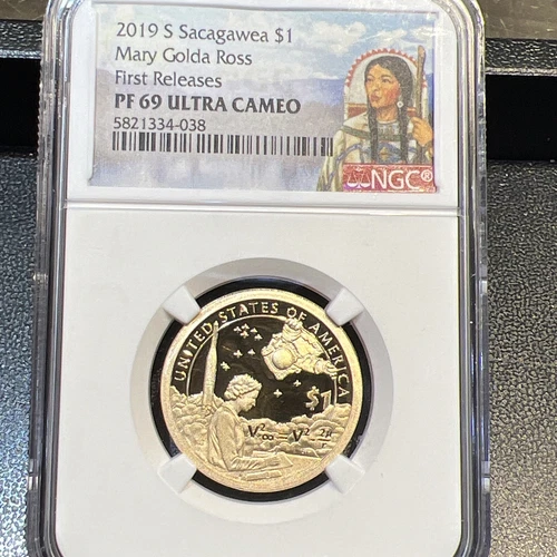2019 S $1 NGC PF69 ULTRA CAMEO MARY GOLDA ROSS ROCKETSHIP SET SACAGAWEA DOLLAR