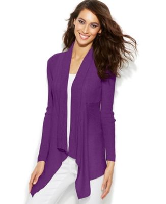 INC International Concepts gute Qualität Damen lila Rand to Edge gerippt Cardi