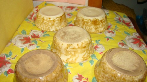LOTE DE 5 Tazones de Cereales Antiguos de Vajilla Marrón Amarilla País Primitivo - Imagen 5 de 9