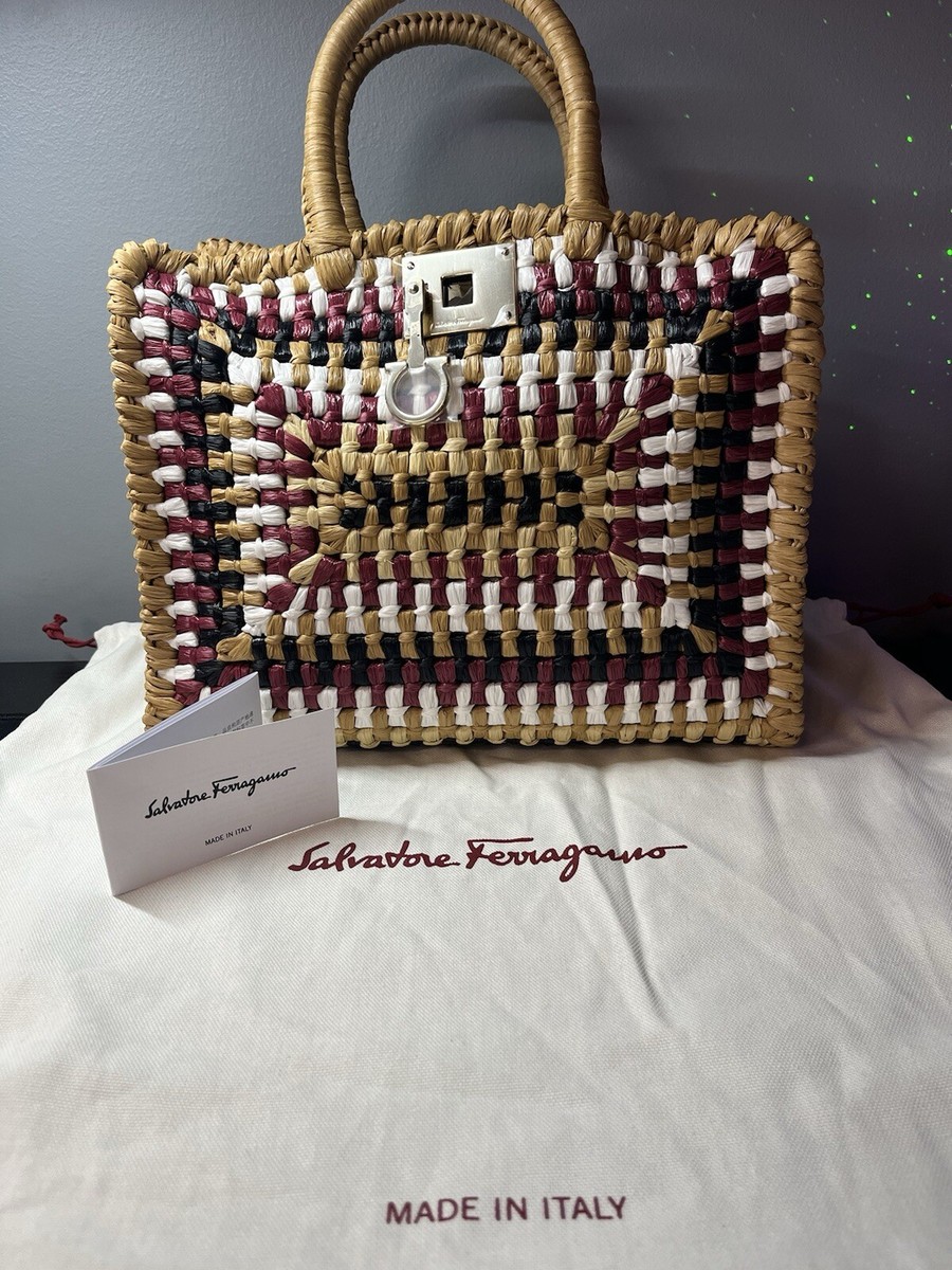 Salvatore Ferragamo - Raffia - The Studio - Tote Almond Multi