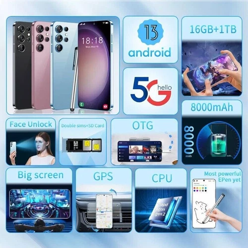 7.3" Unlocked S23Ultra 4G 5G Smartphone Android 16GB+1TB Dual SIM Mobile Phones- - Picture 5 of 27