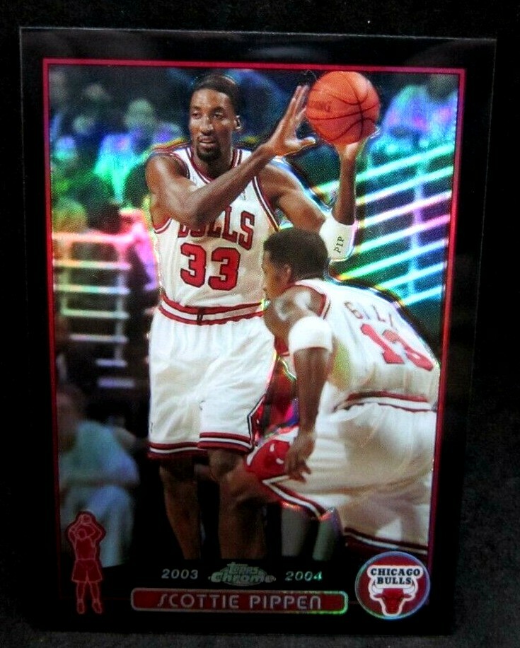 Scottie Pippen 2003-04 Topps Chrome Black REFRACTOR#092/500 Card#49!Bulls F GOAT
