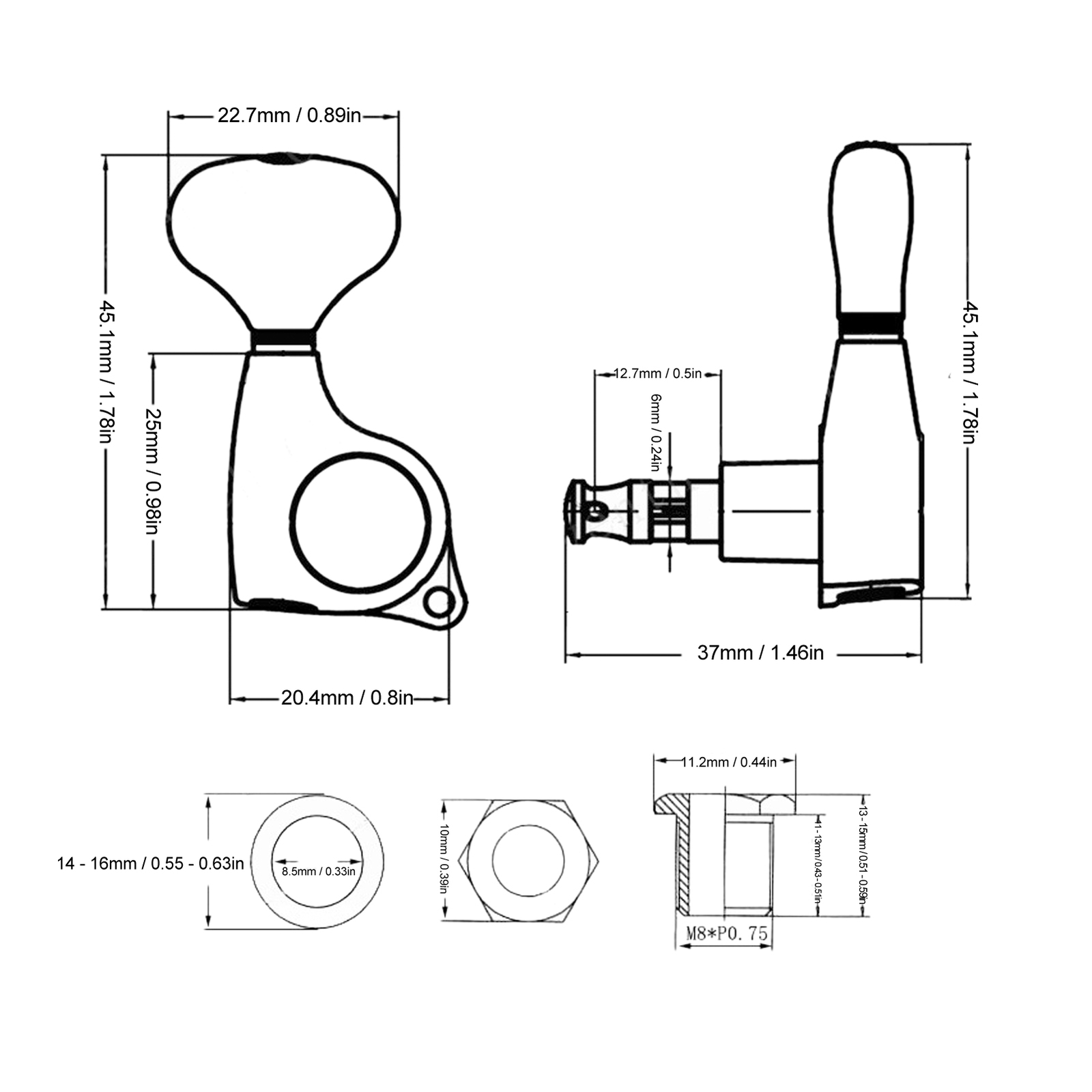 118 Gear Ratio Guitar Tuners Knob Enclosed Robust Silver Electric