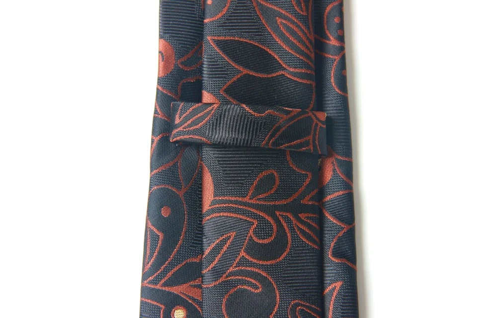 Новый классический цветочный черный оранжевый жаккардовый плетеный шелковый мужской галстук галстук - Изображение 4 из 4